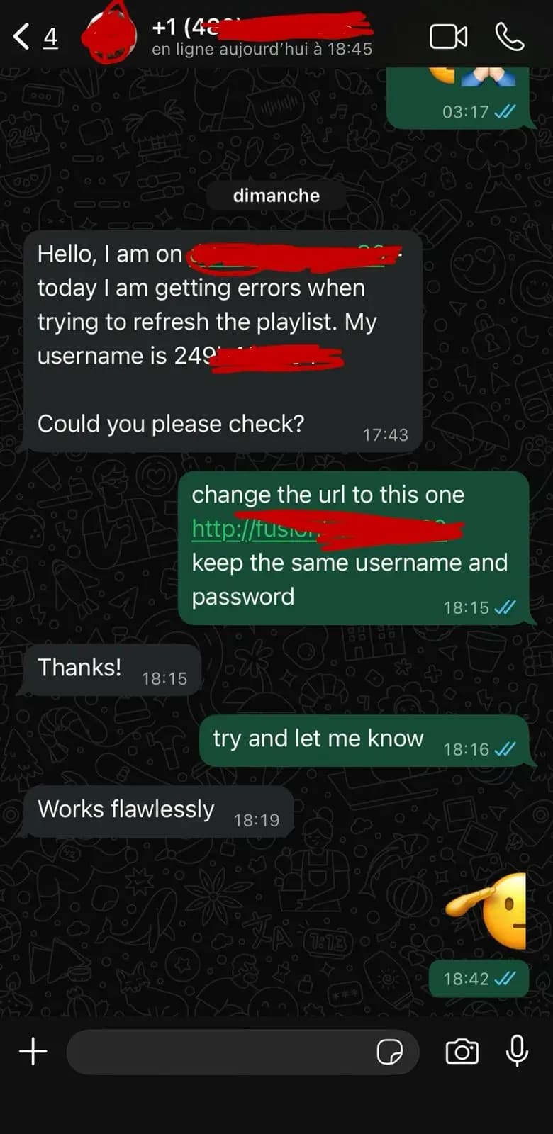 Watchzio customer review screenshot 5 — verified WhatsApp feedback