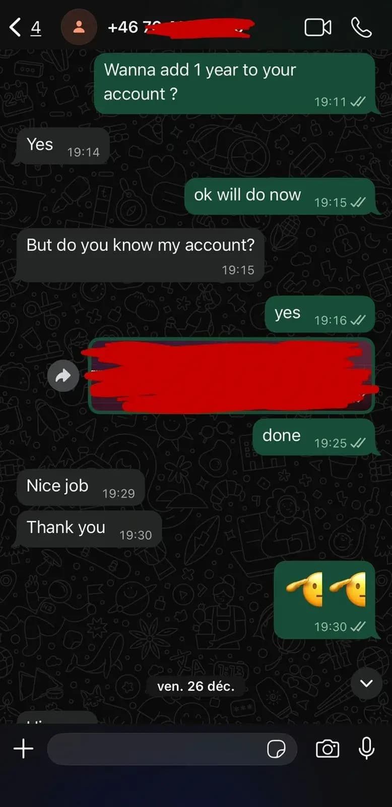 Watchzio customer review screenshot 9 — verified WhatsApp feedback